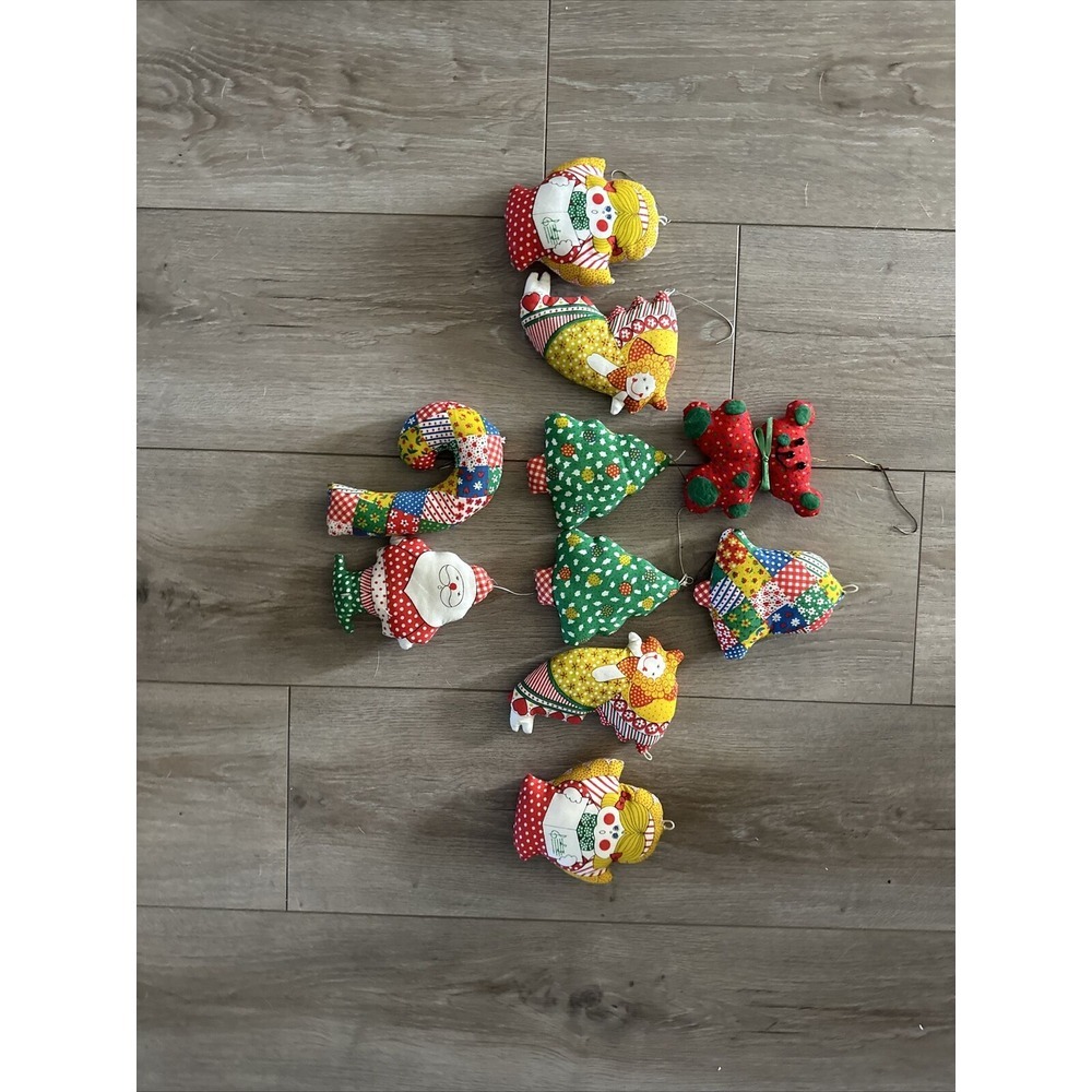 10 Vintage 1970s Kitschy Homemade Plush Christmas Ornaments- See Pics!